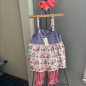 Pete & Lucy Colorful Toddler Dress and Leggings Set